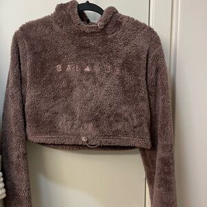 cropped fuzzy hoodie